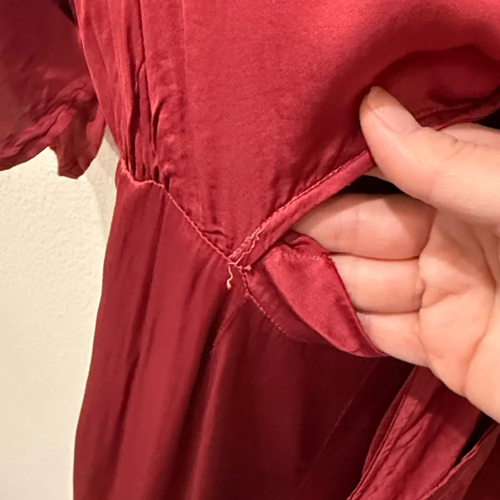 NWT Free People Young Fabulous‎ and Broke Rose Tie-Front Satin Jumpsuit Size M